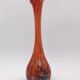 Vase soliflore Murano orange et motifs colorés en verre soufflé  -  XXème siècle