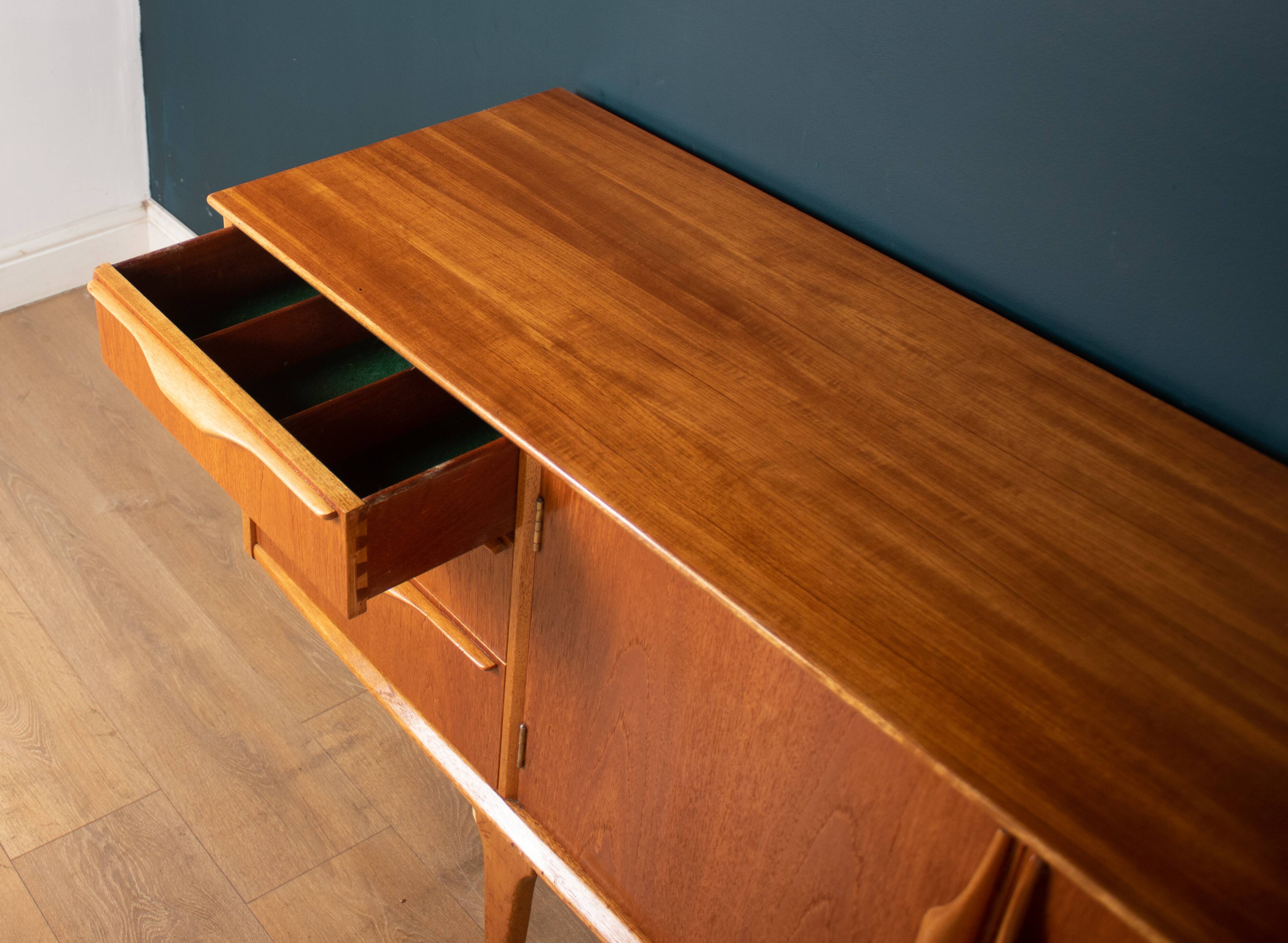 Retro teak 1960s jentique sideboard with folded handles