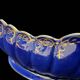 large old centerpiece, ARPO porcelain made in Romania, midnight blue and gold