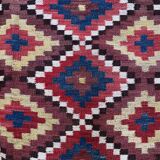 Vintage Afghan Tribal Kilim Wool Rug 390x185 cm Red, Orange, Brown, Black Large