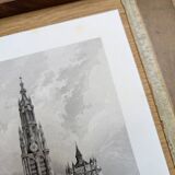 Notre-Dame of Antwerp, old engraving, printed in 1841.