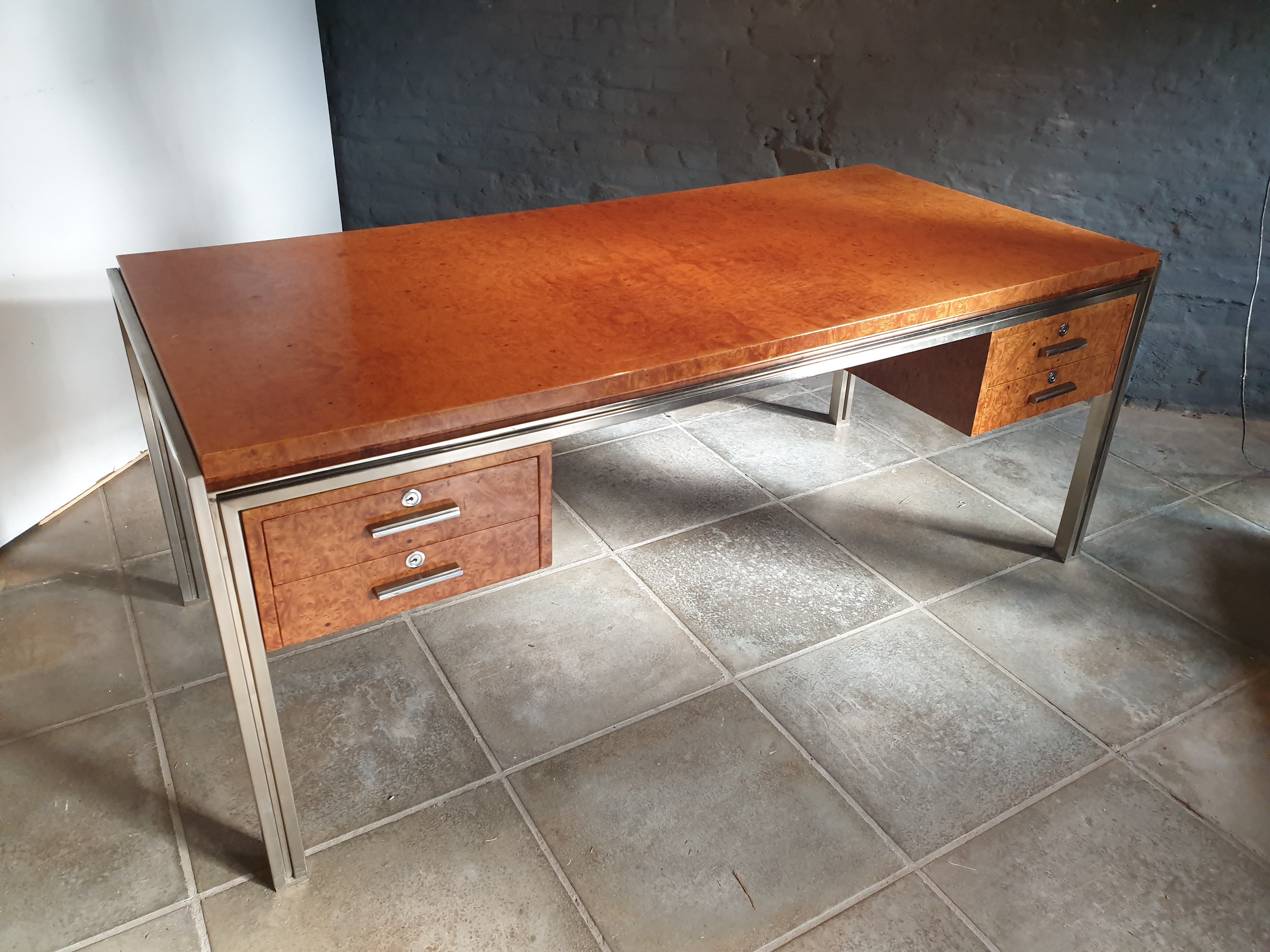 Large desk in burlwood