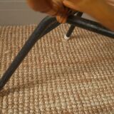 Vintage bamboo wicker rattan armchair Scandinavian decoration child retro chair black metal base