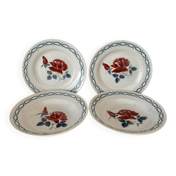 Lot de deux assiettes plates et deux creuses digoin janine