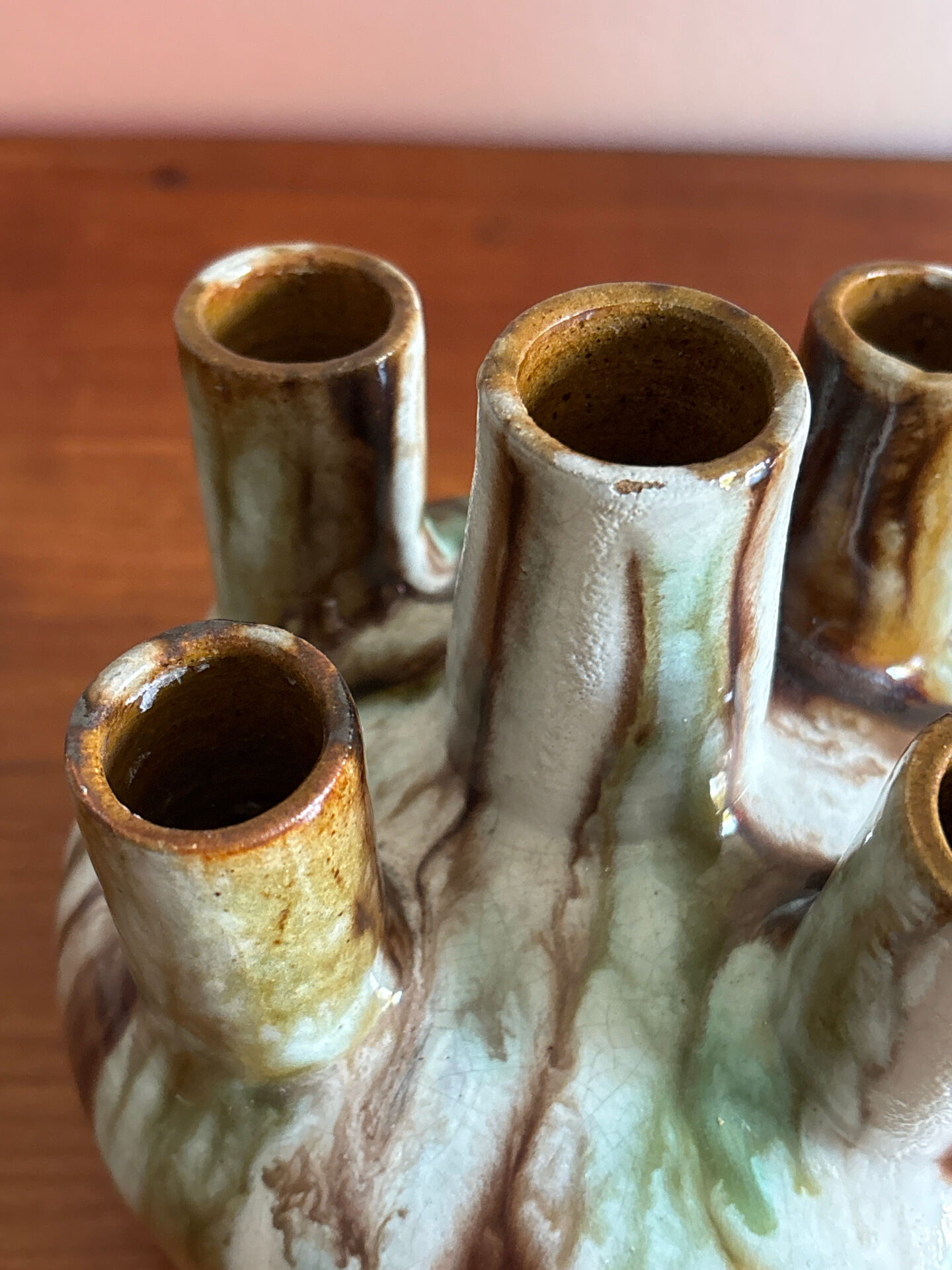 Glazed stoneware tulipiere signed