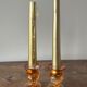 Set of 2 glass candle holders with candles