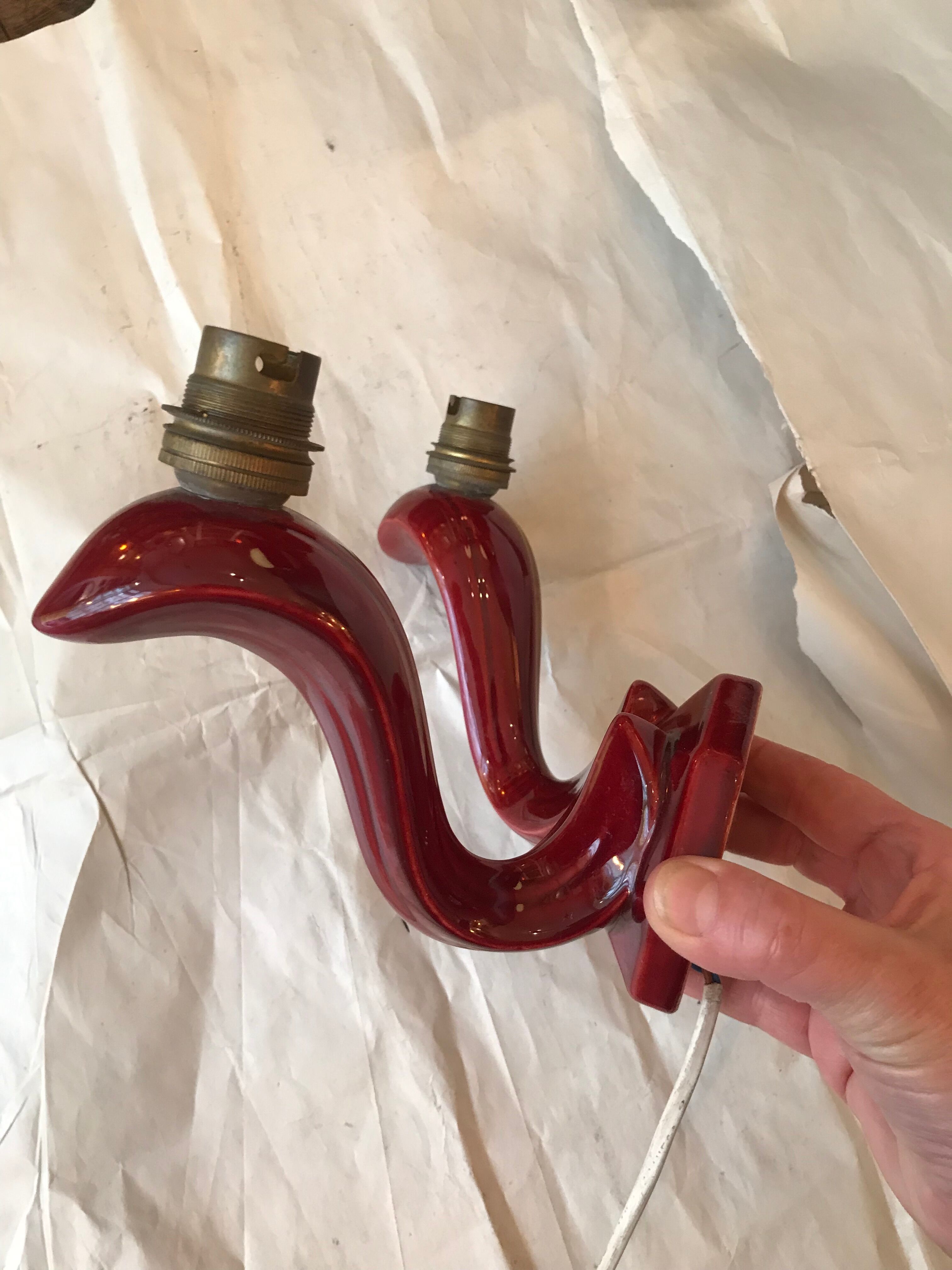 Red ceramic Art Deco wall lamp N2