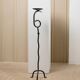 XXL vintage hand-forged iron candlestick, black iron, brutalist wave design, Made in Italy 1970s