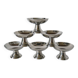 set of 6 designer stainless steel bowls 1970 6 X 9.5 cm