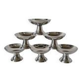 Lot de 6 coupes à glace en inox, 1970