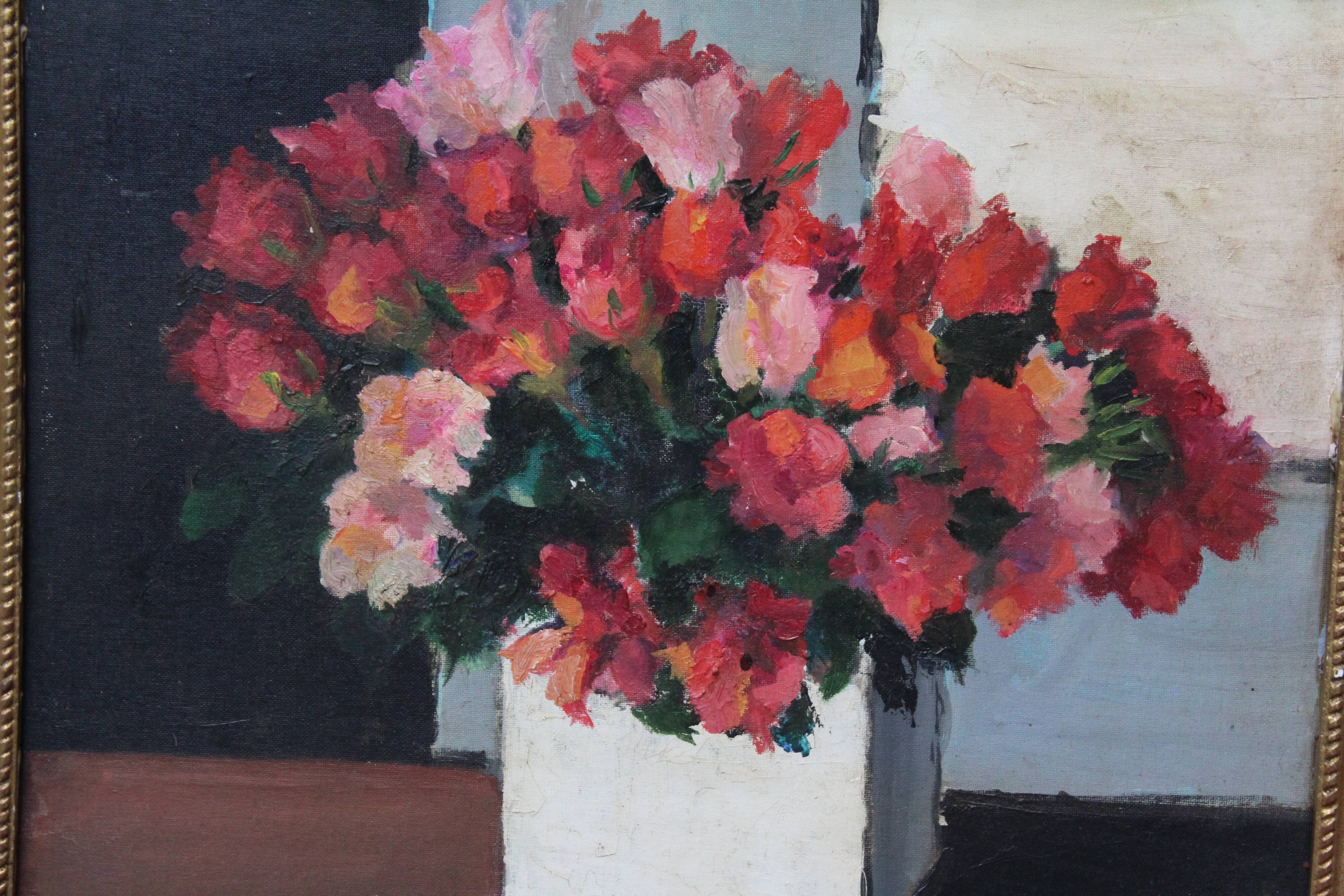 Vintage painting, bouquet of roses