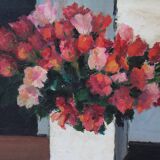 Vintage painting, bouquet of roses