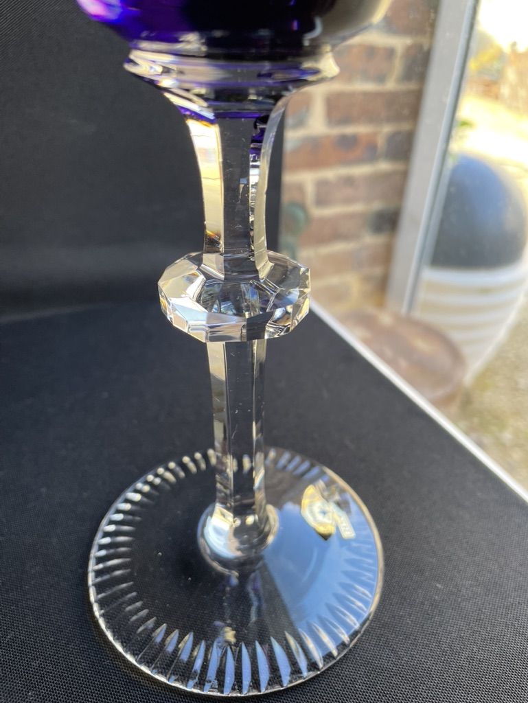 Josephinenhütte - red wine glasses (5) - Art Nouveau - Cut and engraved Crystal Roemer
