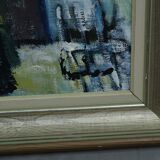 Kai christensen, scandinavian modern painting, 1960s, oil on canvas, framed