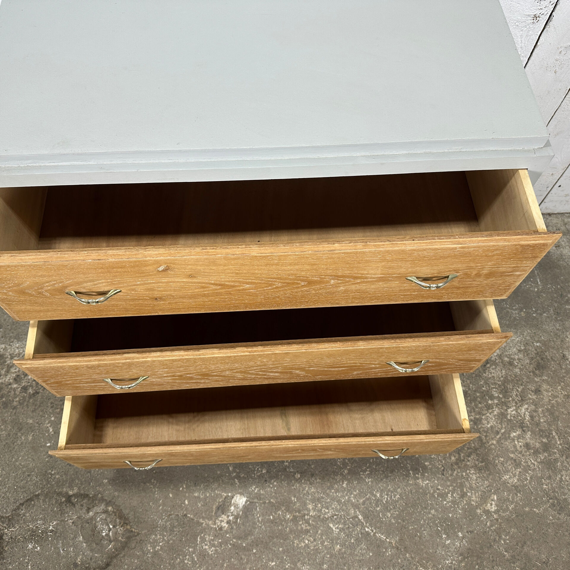 Vintage commode from the 50s-60s – cerused wood and grey