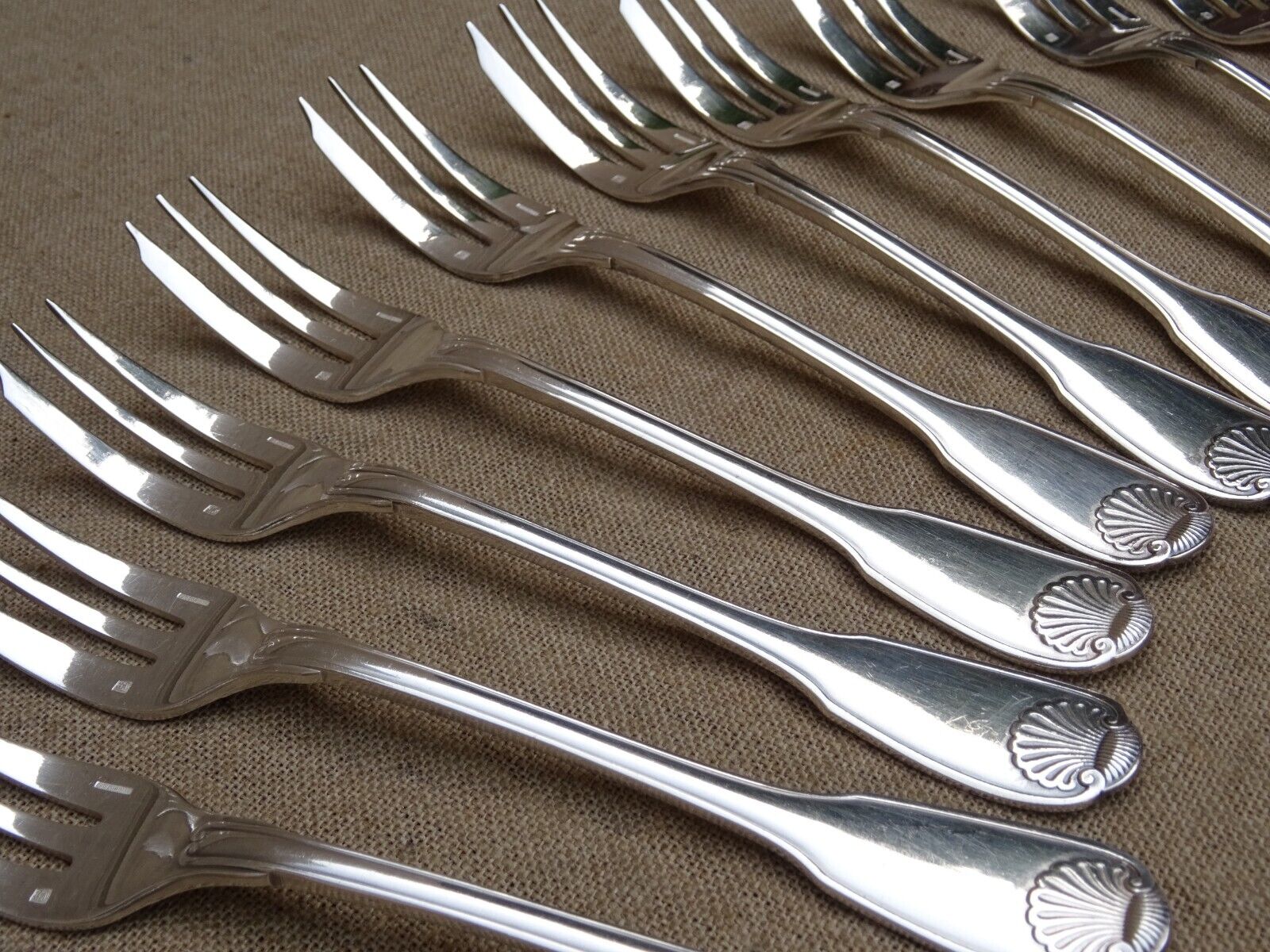 Christofle 12 cake forks silver metal model Vendome