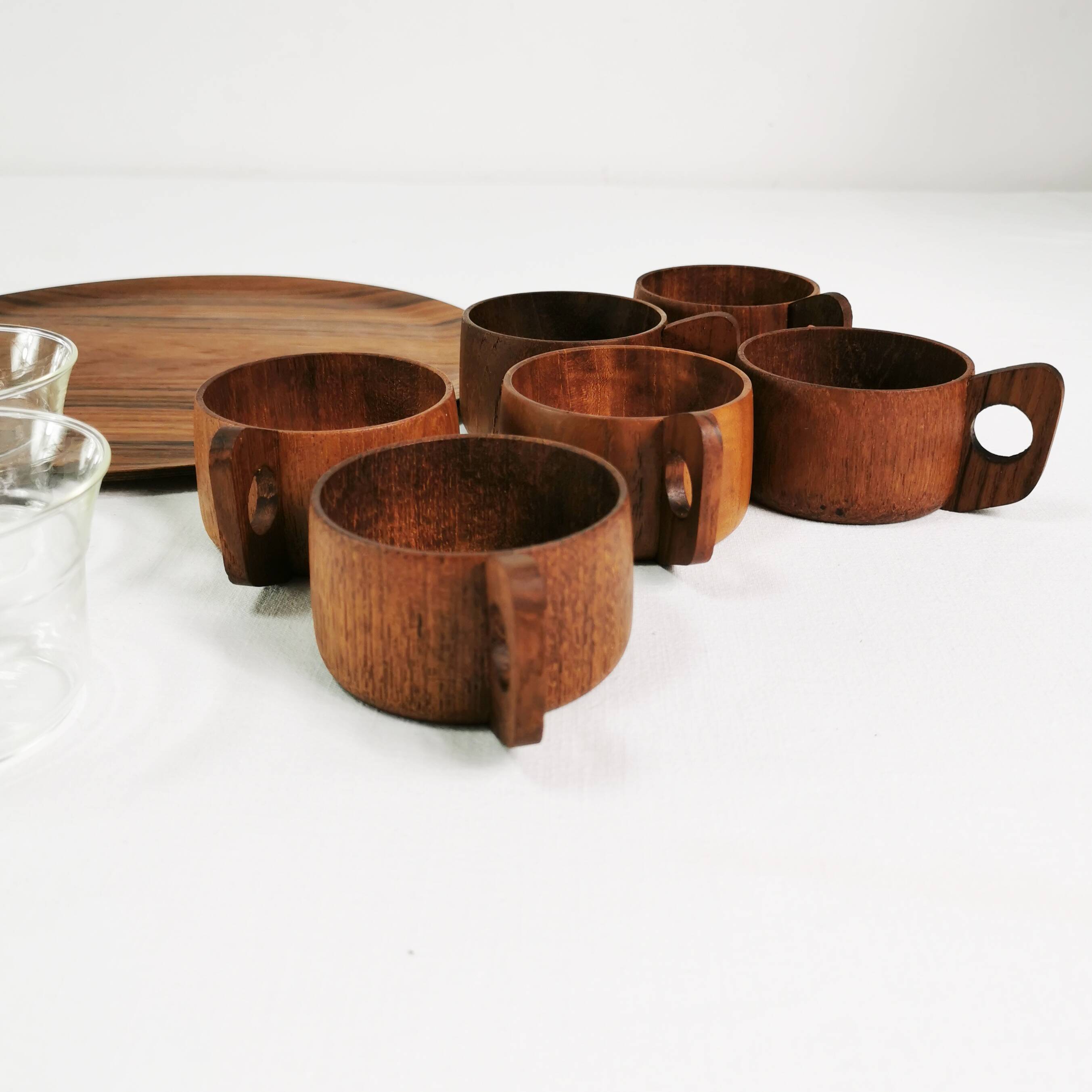 Teak coffee and tea set Schott & Gen Mainz Germany, 1970s.