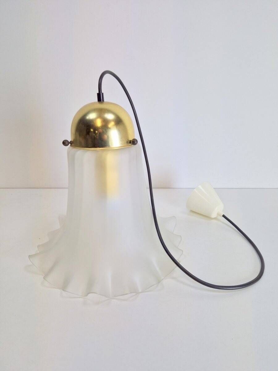 Vintage Glass & Brass Handkerchief Pendant Lamp from Peill & Putzler, 1960s