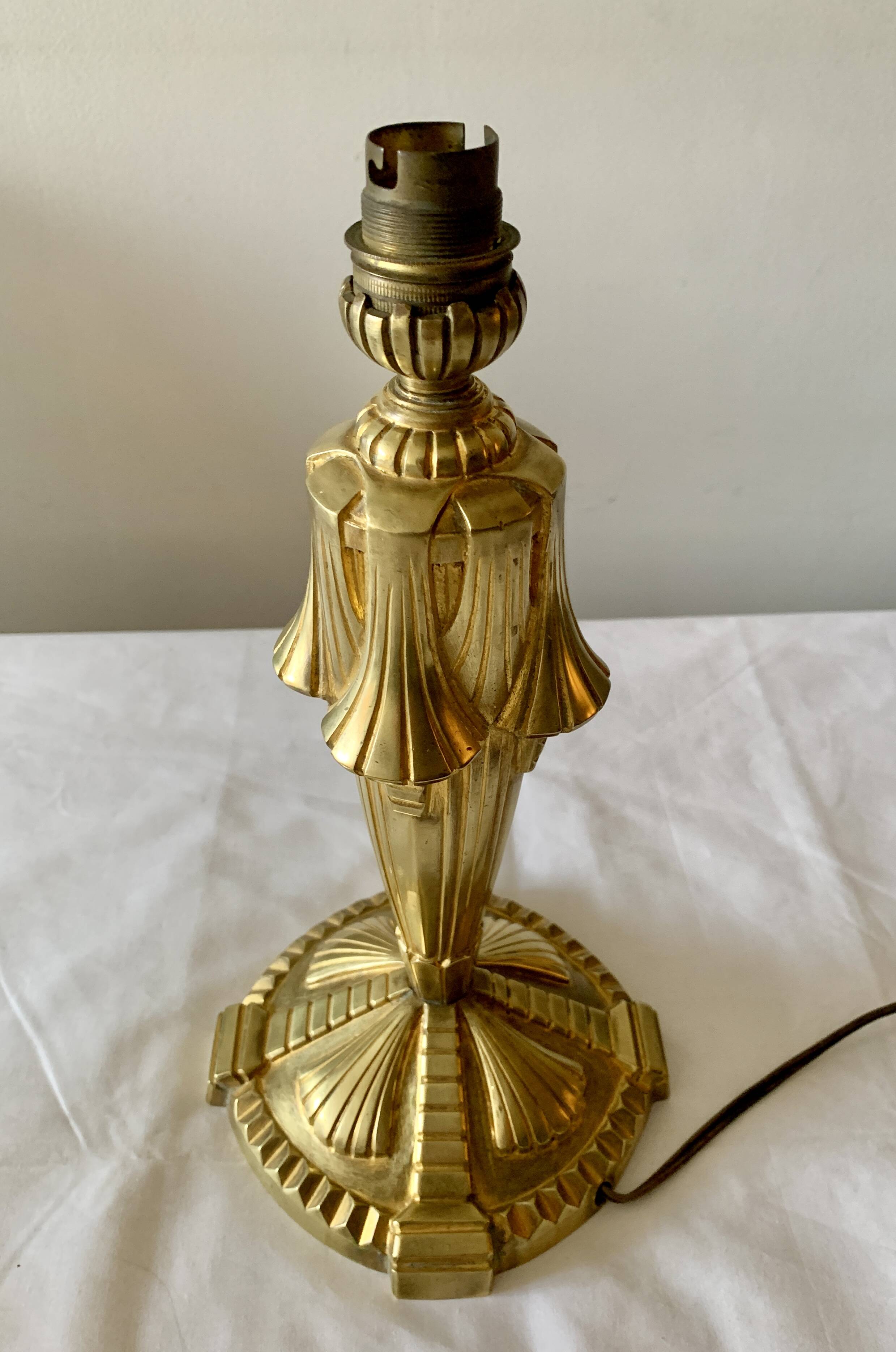 Art Deco gilded bronze lamp base.