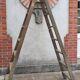 Old wooden stepladder stamped