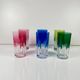 Set of 6 coloured double crystal long drink glasses, 1970s, Eastern Europe.