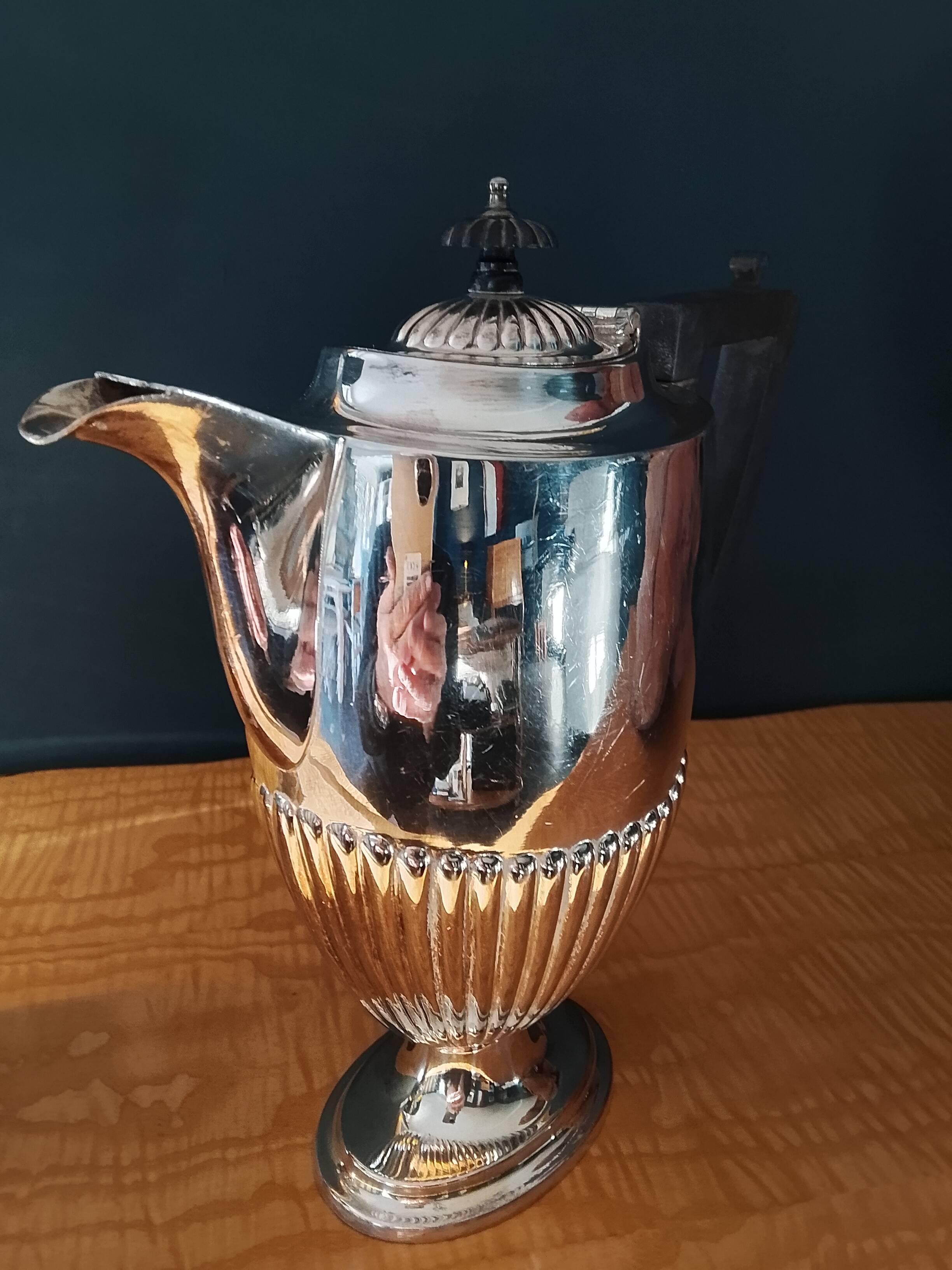 Silver-plated coffee pot and water jug. (2 items)