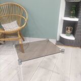 Table basse appoint vintage verre fumé et plexi