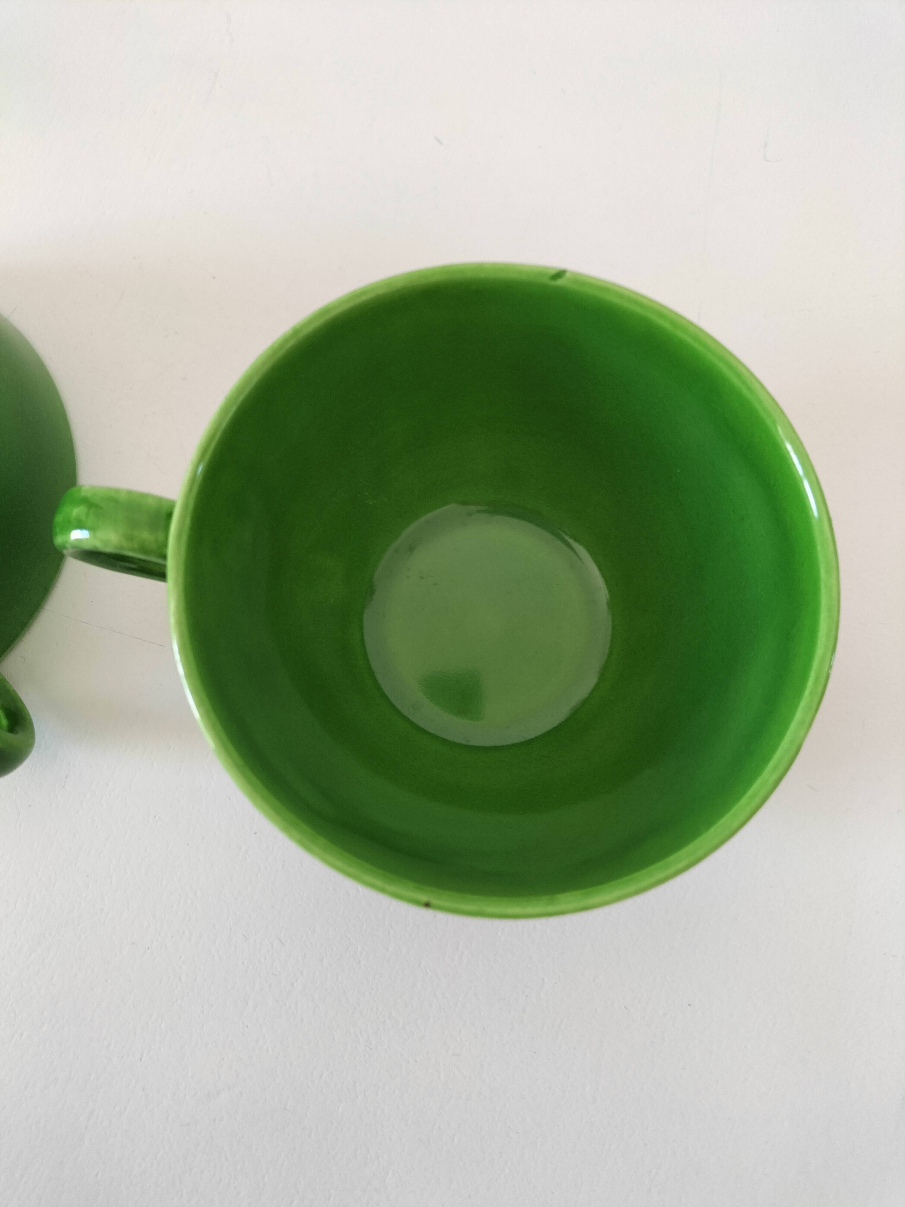 Vintage glazed ceramic cup duo