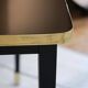 Dining Table, High Gloss Laminate, Brass, Tapered Legs, Navy Blue - XL