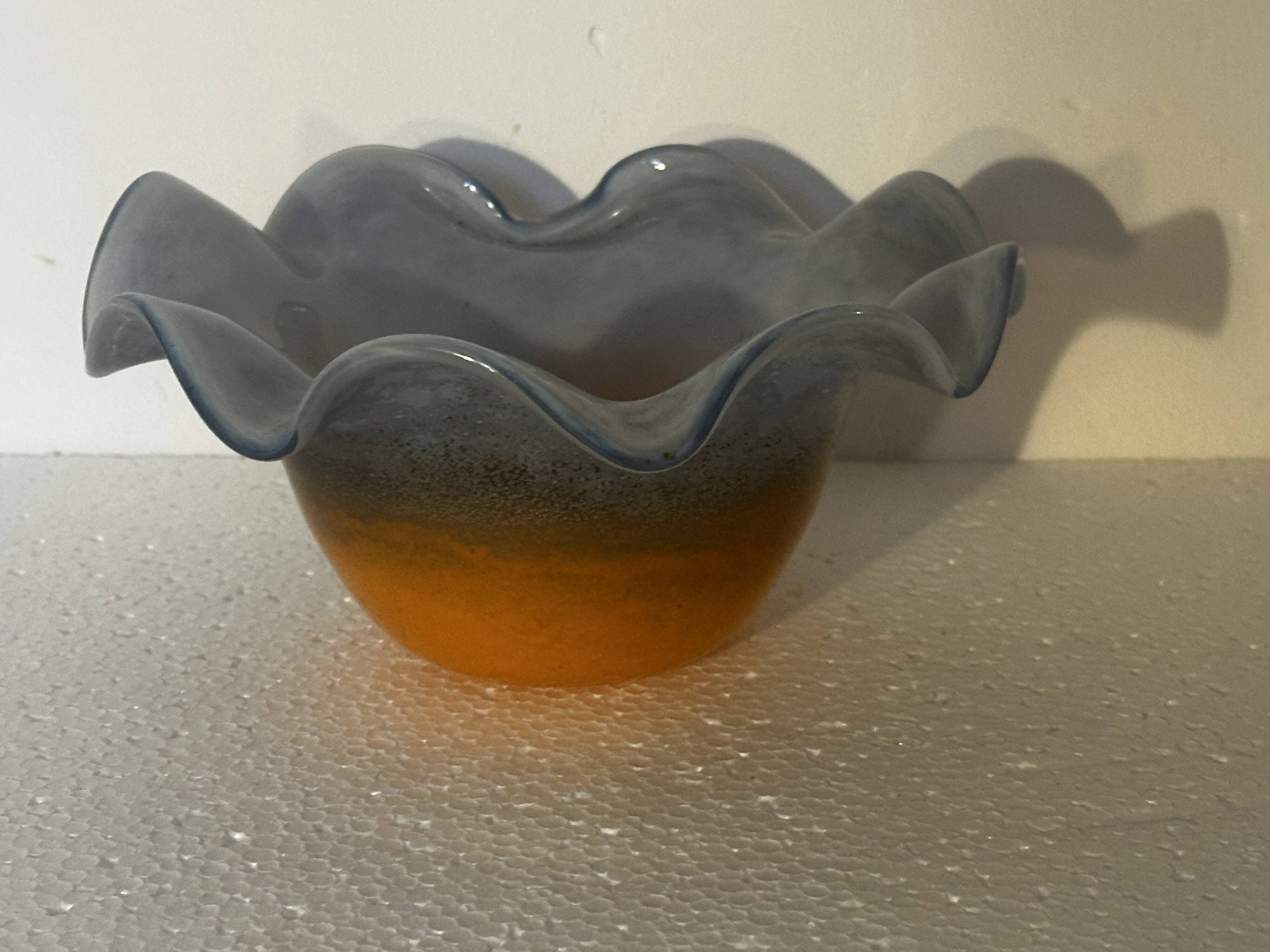 Vintage glass trinket dish signed Gambier