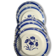 6 old plates on the ground "blue flowers"