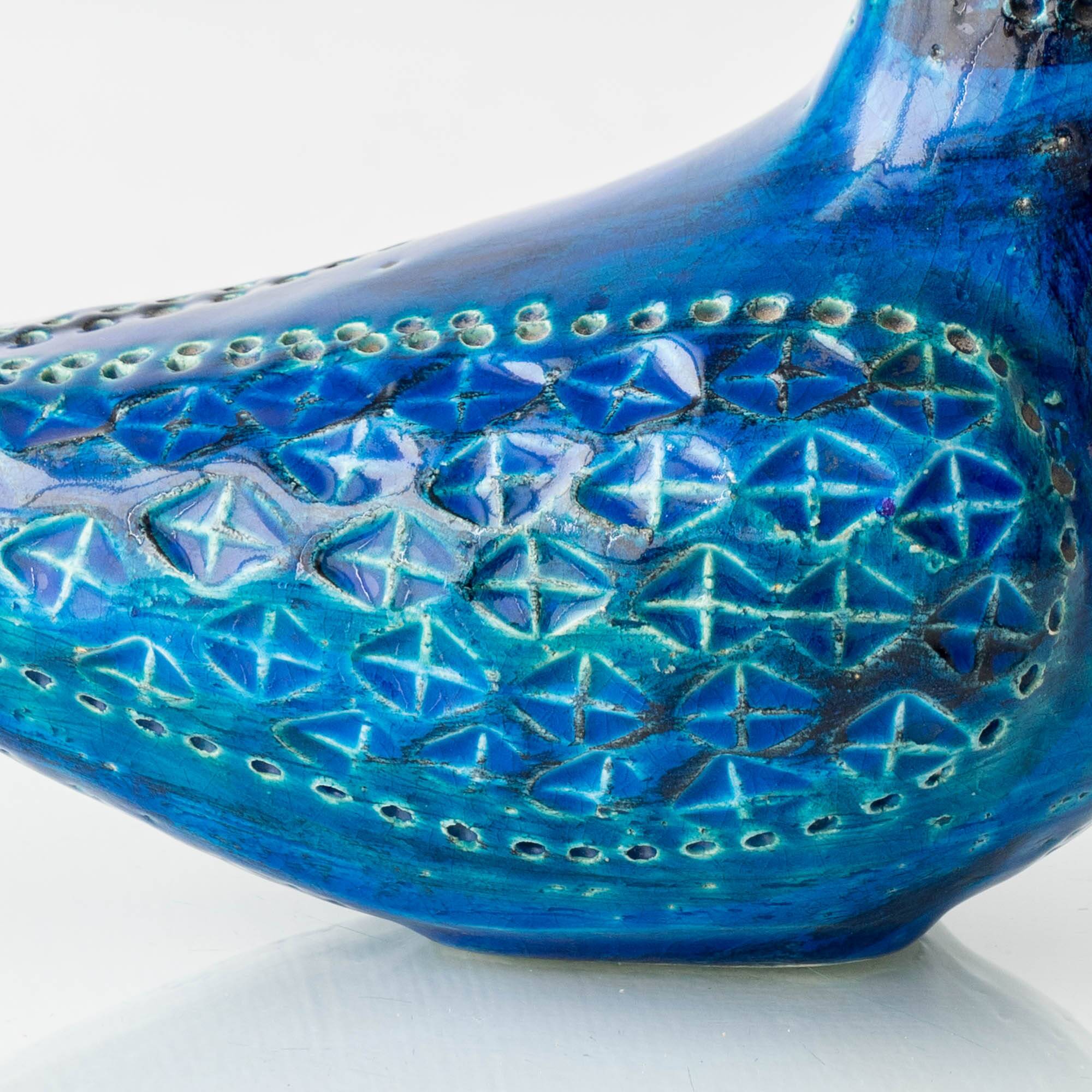 Bitossi Rimini Blu Ceramic Dove Sculpture by Aldo Londi, Italy, 1950s