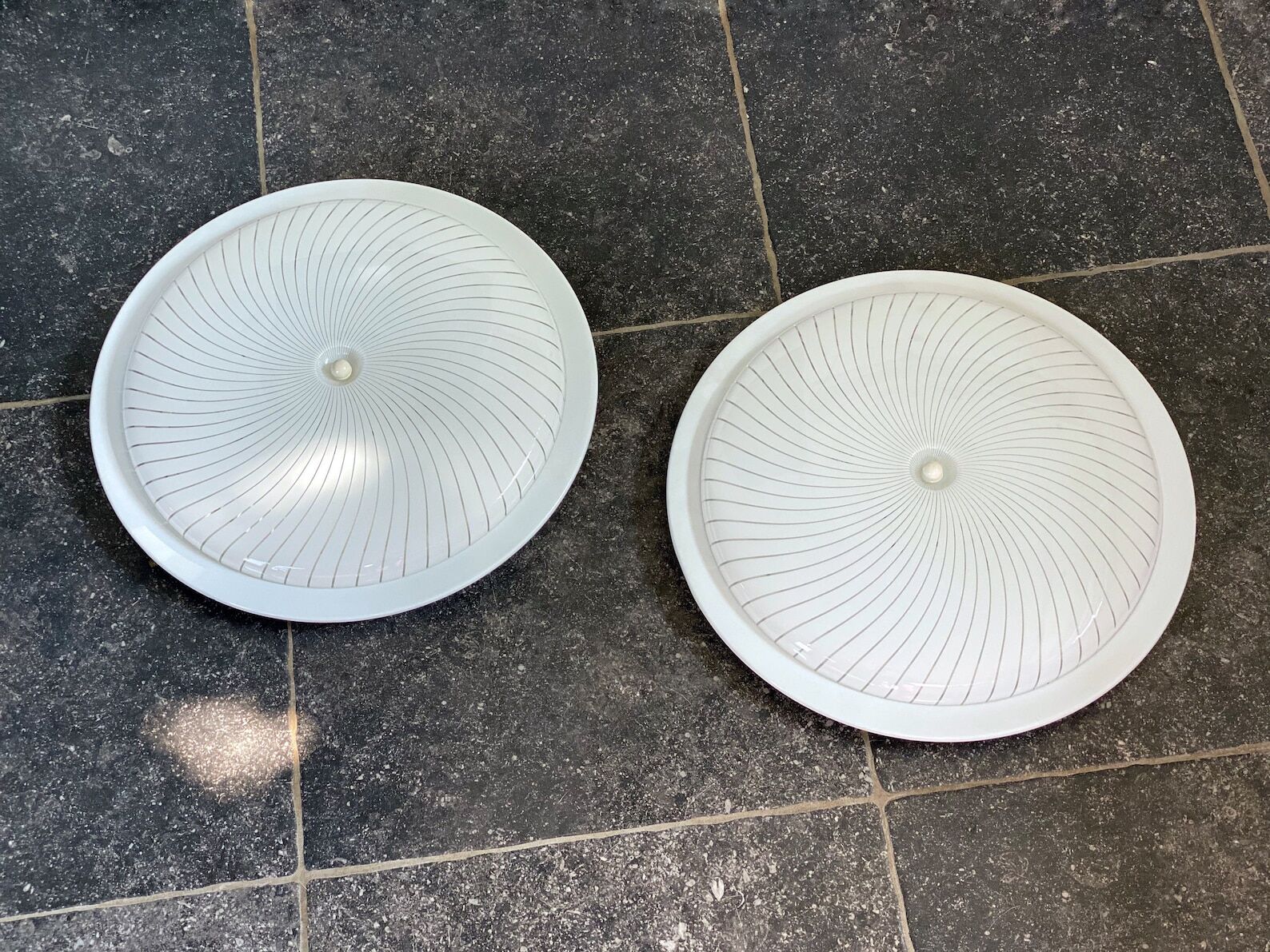 Vintage ceiling lamp with acrylic striped shade