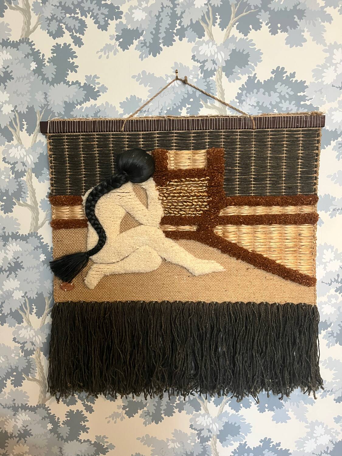 Vintage straw wool wall hanging tapestry