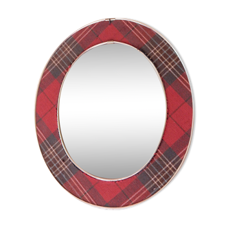 Oval mirror Scottish tartan frame red and green