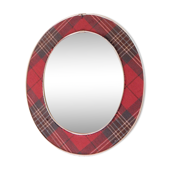 Miroir ovale encadrement tartan écossais rouge et vert