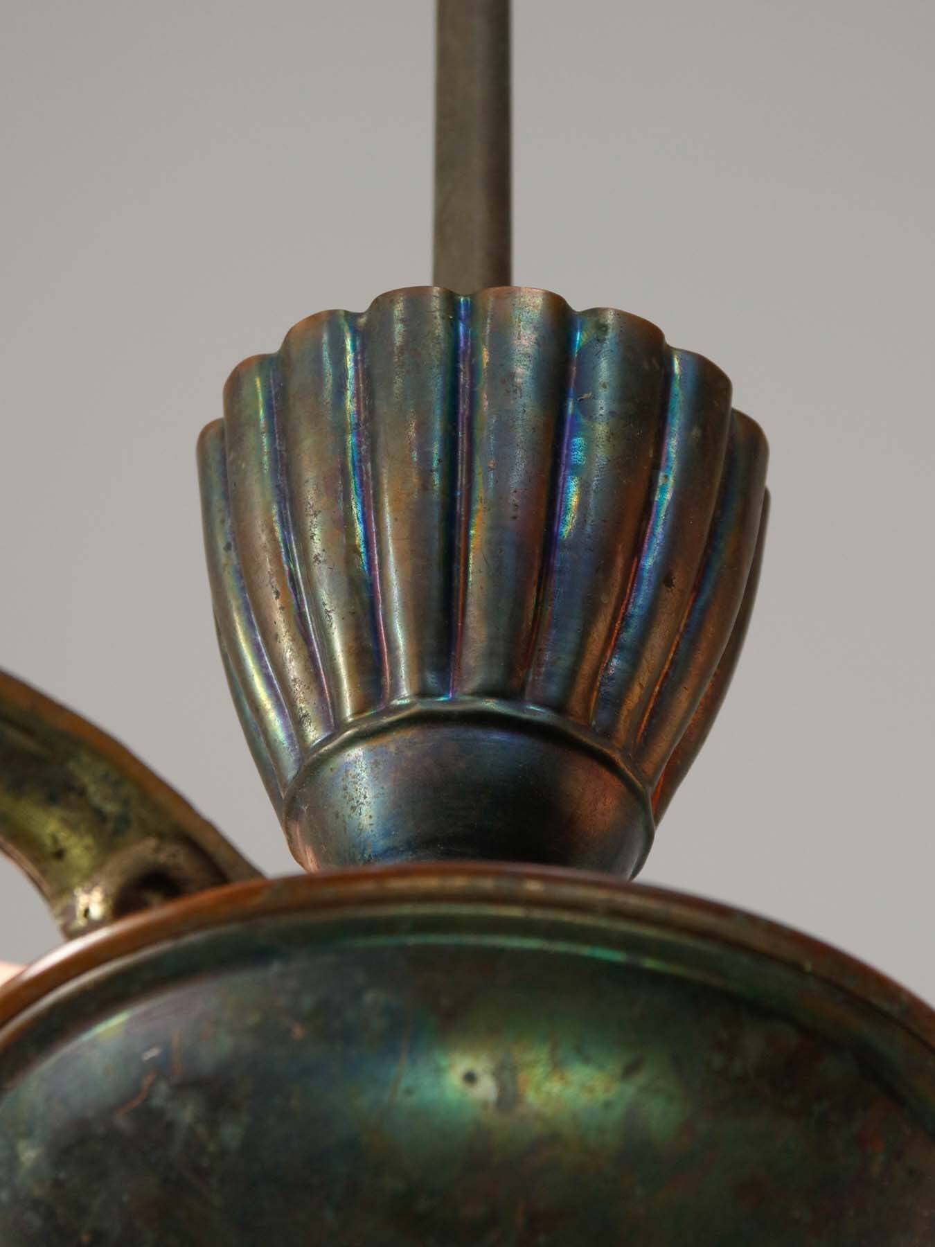 Art Deco French Brass Figural Chandelier, 1930