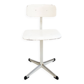 Mid Century Chaise d'école Chaise d'enfant Blanc Bois Métal Vintage Rétro C