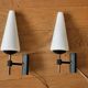 Pair opaline and brass wall lamps 50s