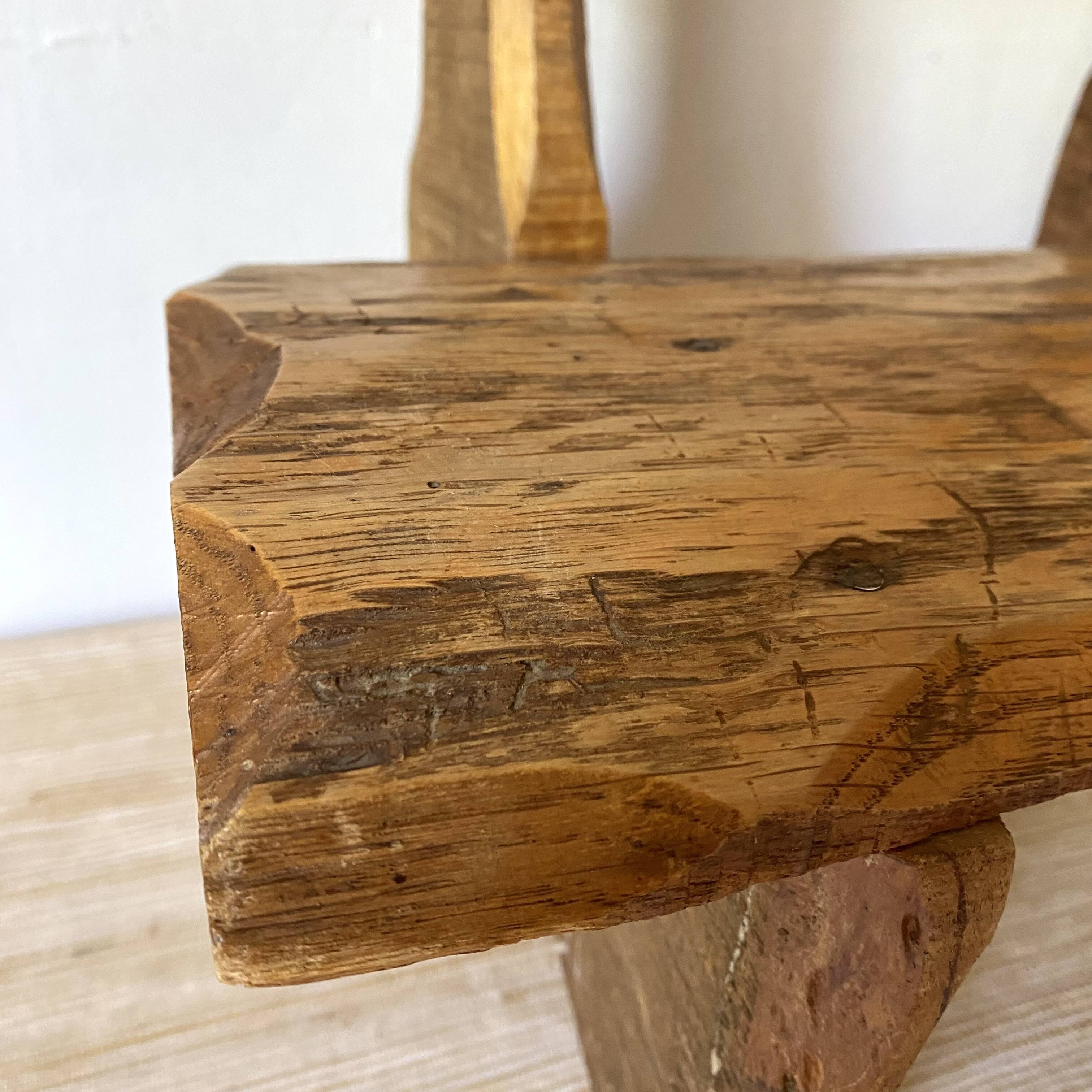 Brutalist low chair in solid wood
