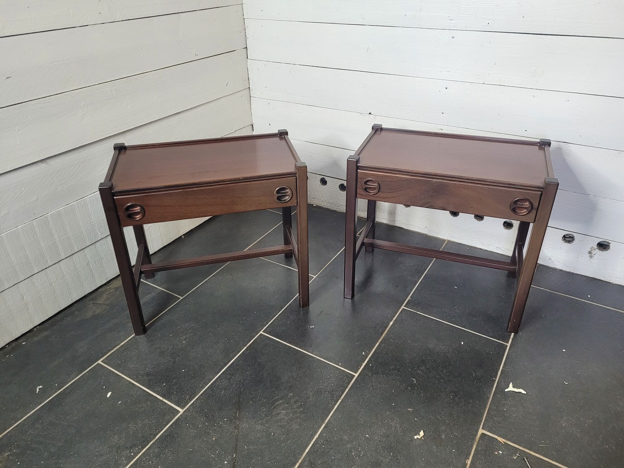 Pair of Scandinavian mahogany bedside tables from the 60s