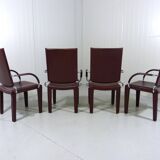 Chaises Arcadia en cuir Arper Italie années 1980, set de 4