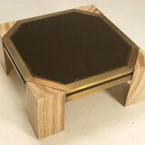 Stone and brass coffee table, 1970s, Italy.
