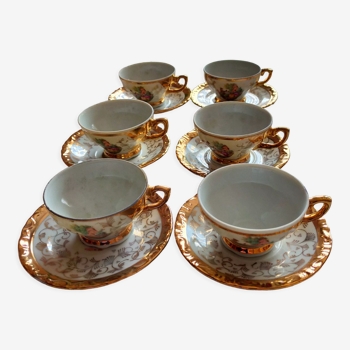6 coffee cups and 6 saucers in Italian porcelain