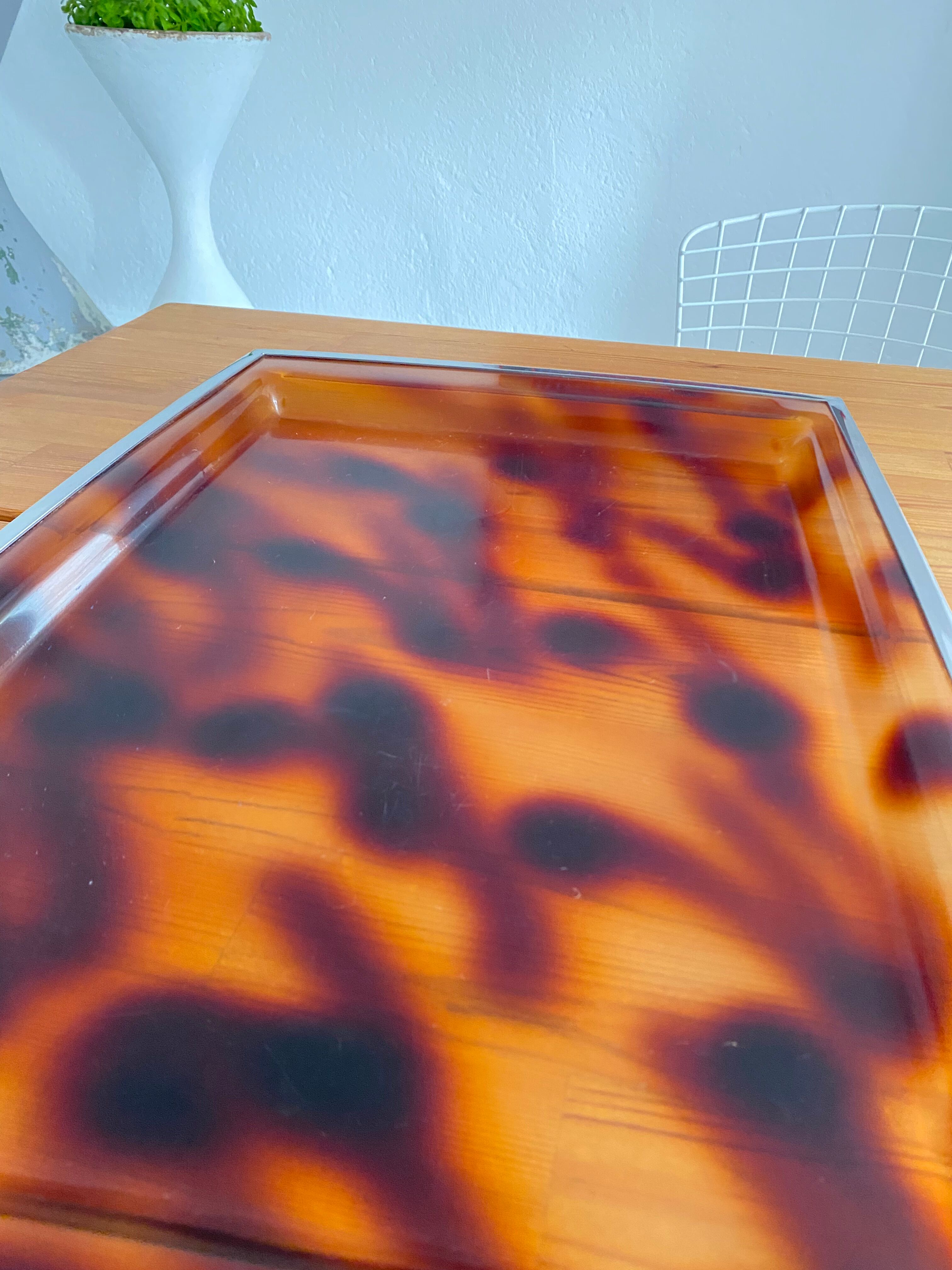 Lucite tray and vintage chrome