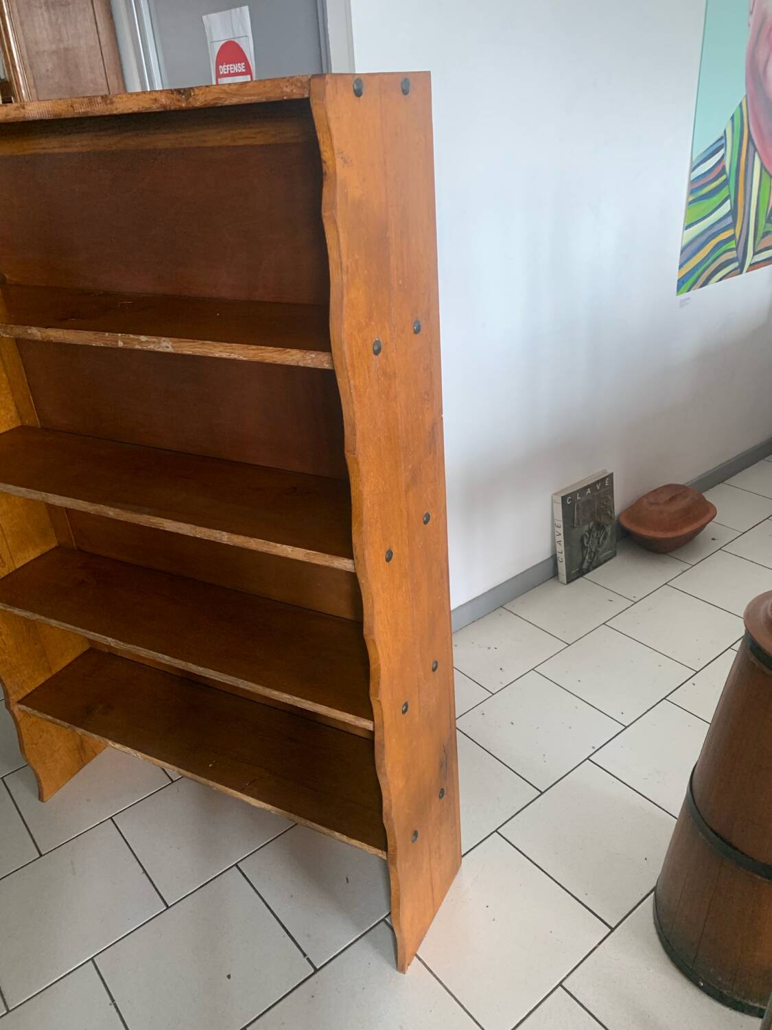 Vintage brutalist oak bookcase