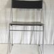 Modernist design chair chrome metal and black leather - 70s