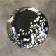 Vase vintage, design moderniste, brun reflets chrome tacheté blanc 25 cm
