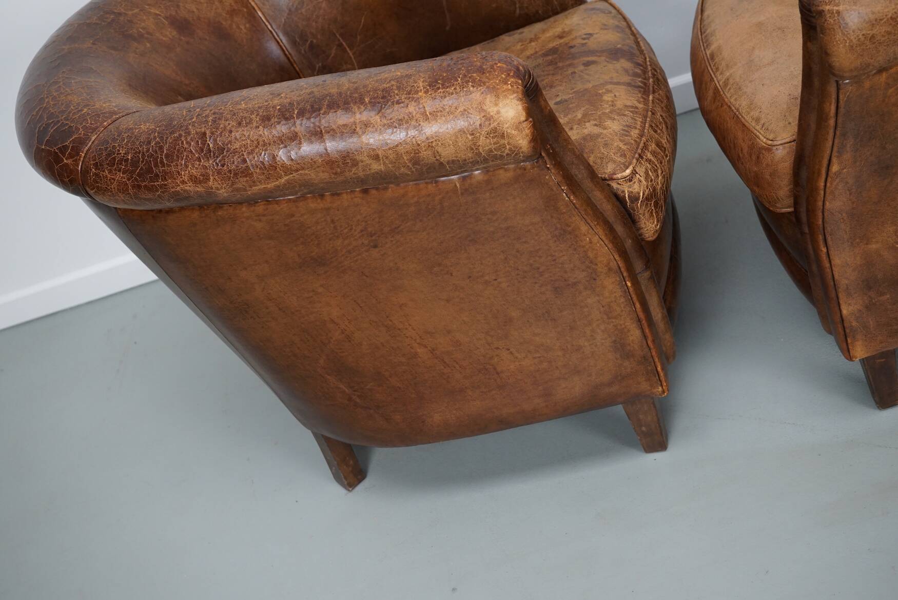 Vintage Dutch cognac coloured leather club chair, set of 2