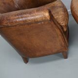 Vintage Dutch cognac coloured leather club chair, set of 2